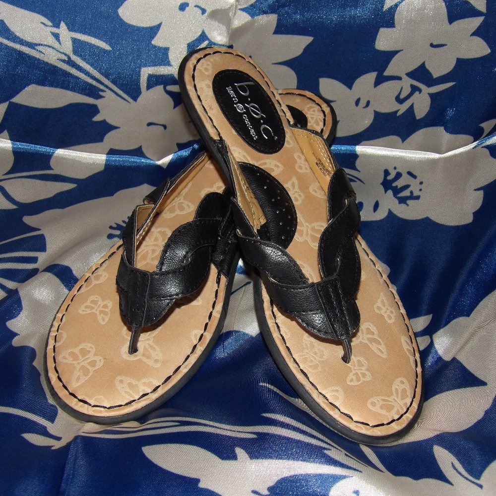 BOC by Born Concept Black Flip Flops Sandals Sz 7
